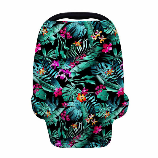 Teal Tropical Leaf Hawaii Pattern Print Baby Seat Cover
