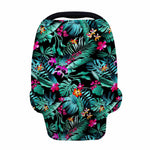 Teal Tropical Leaf Hawaii Pattern Print Baby Seat Cover