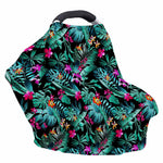 Teal Tropical Leaf Hawaii Pattern Print Baby Seat Cover