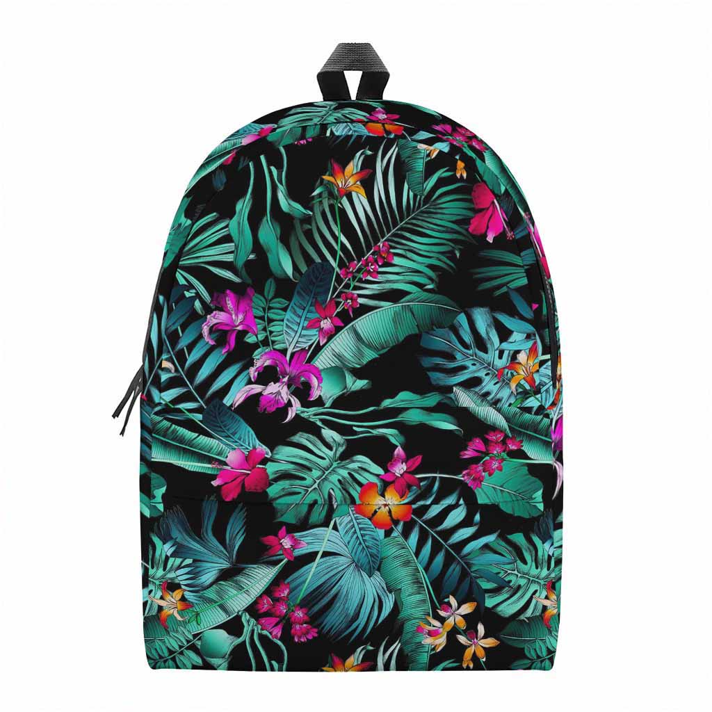 Teal Tropical Leaf Hawaii Pattern Print Backpack