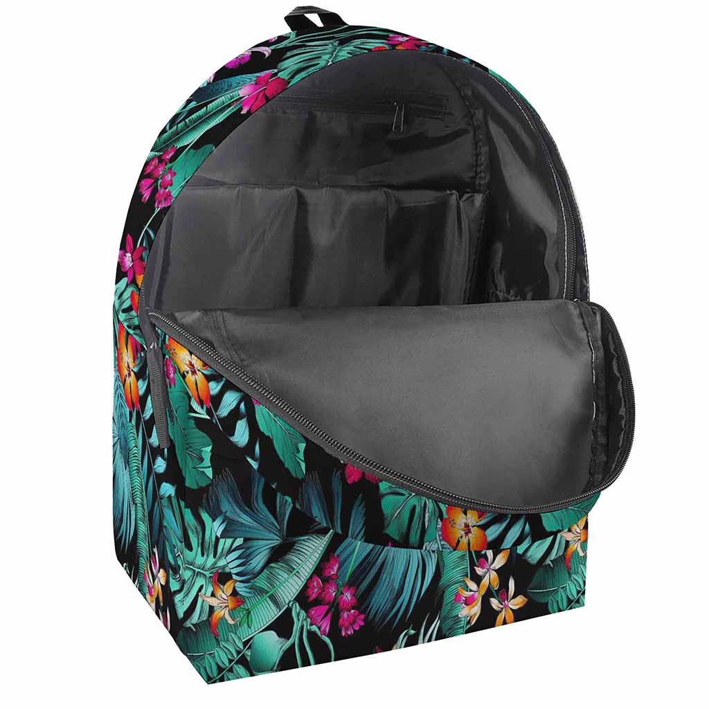 Teal Tropical Leaf Hawaii Pattern Print Backpack