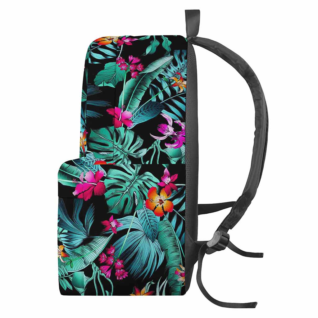 Teal Tropical Leaf Hawaii Pattern Print Backpack