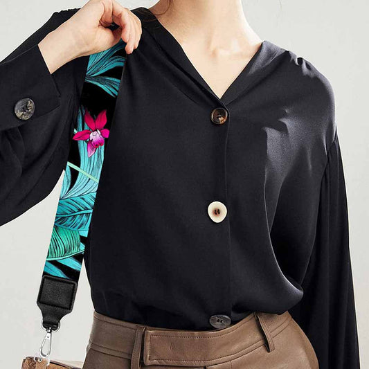 Teal Tropical Leaf Hawaii Pattern Print Bag Strap
