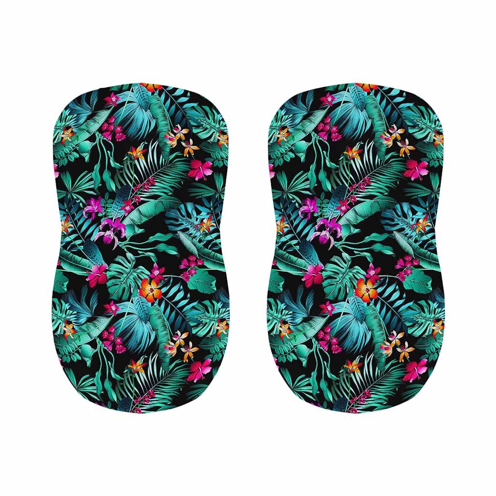 Teal Tropical Leaf Hawaii Pattern Print Bar Stool Covers