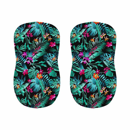 Teal Tropical Leaf Hawaii Pattern Print Bar Stool Covers