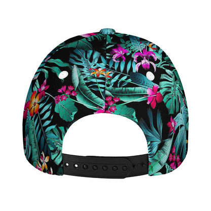 Teal Tropical Leaf Hawaii Pattern Print Baseball Cap