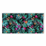 Teal Tropical Leaf Hawaii Pattern Print Beach Towel