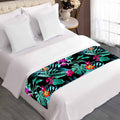 Teal Tropical Leaf Hawaii Pattern Print Bed Runner