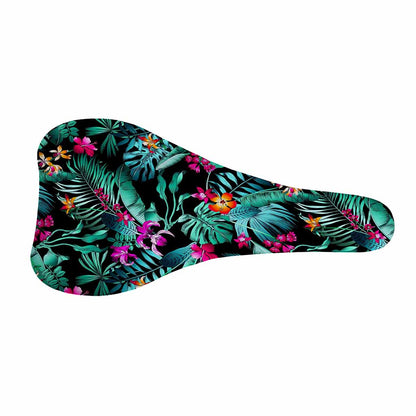 Teal Tropical Leaf Hawaii Pattern Print Bicycle Seat Cover