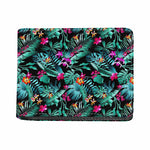 Teal Tropical Leaf Hawaii Pattern Print Bifold Wallet
