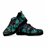 Teal Tropical Leaf Hawaii Pattern Print Black Running Shoes