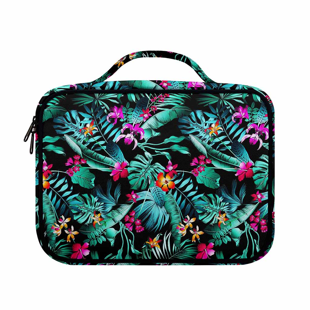 Teal Tropical Leaf Hawaii Pattern Print Briefcase Bible Bag