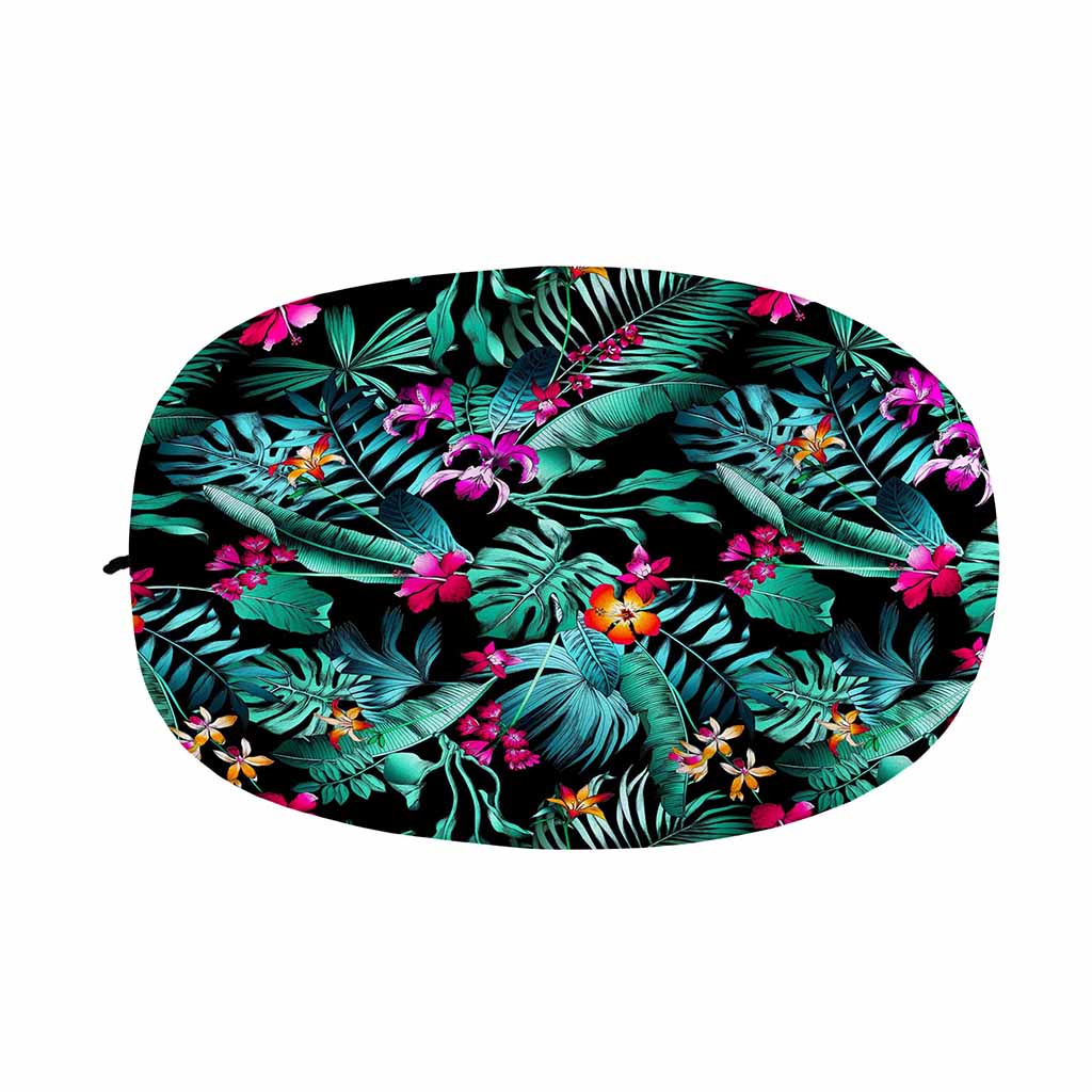 Teal Tropical Leaf Hawaii Pattern Print Car Side Mirror Covers