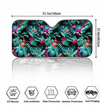 Teal Tropical Leaf Hawaii Pattern Print Car Windshield Sun Shade