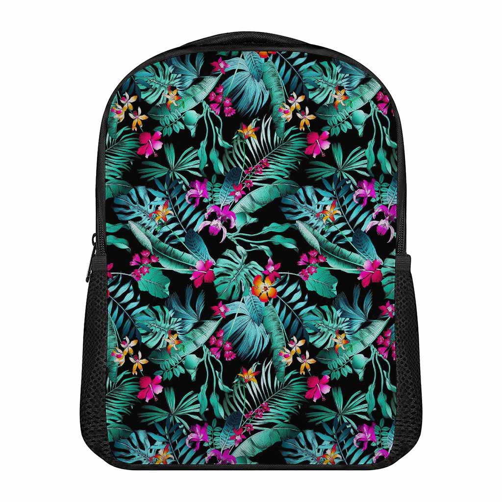 Teal Tropical Leaf Hawaii Pattern Print Casual Backpack
