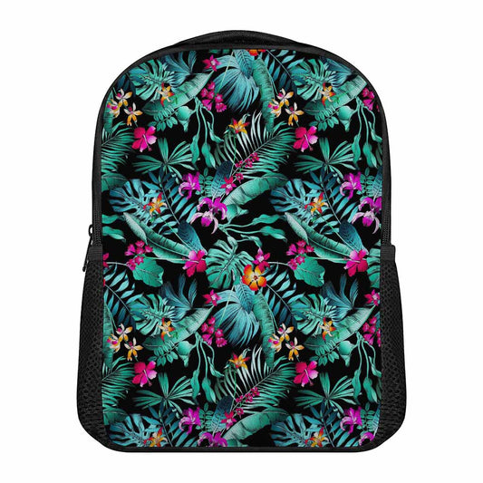 Teal Tropical Leaf Hawaii Pattern Print Casual Backpack