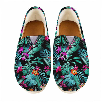 Teal Tropical Leaf Hawaii Pattern Print Casual Shoes