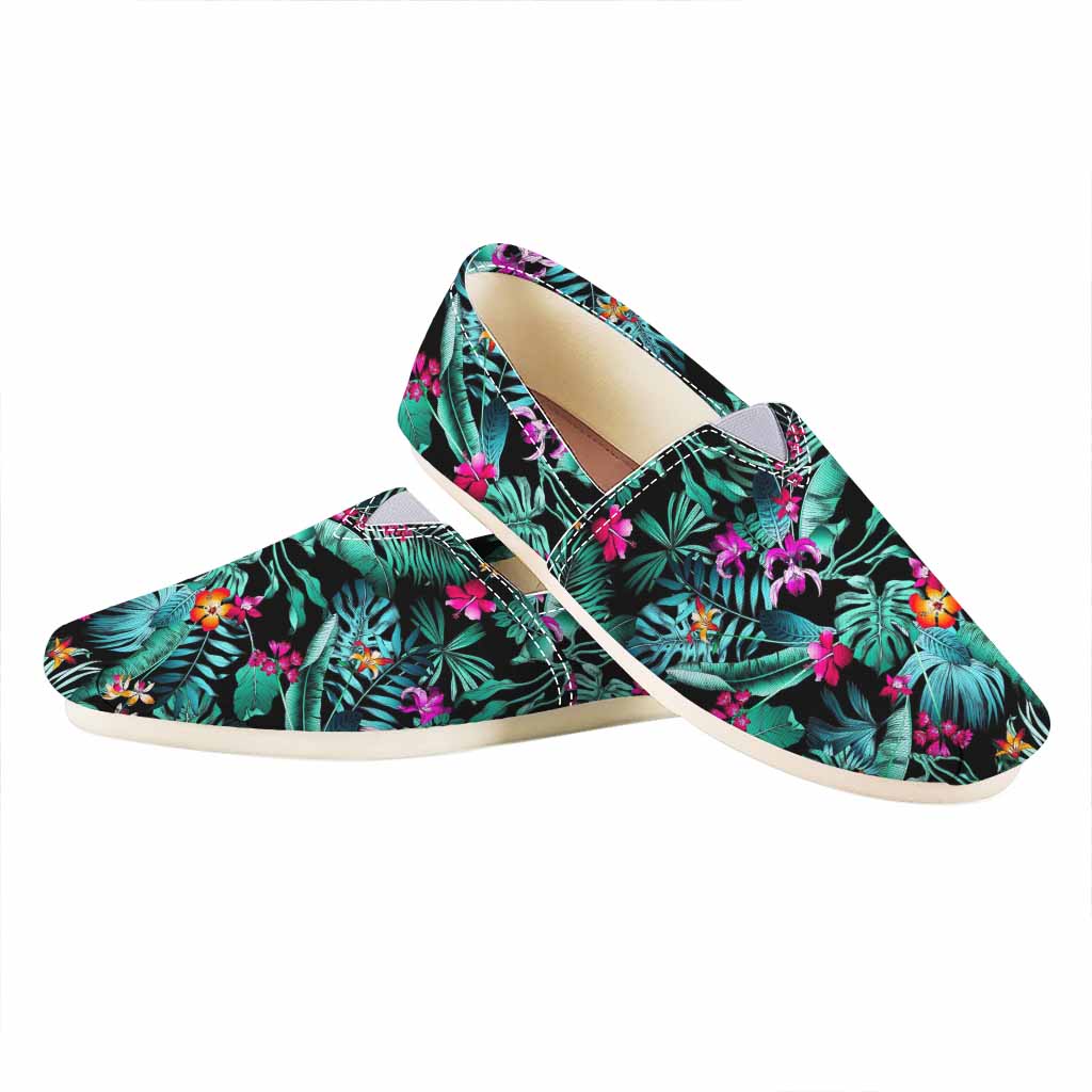 Teal Tropical Leaf Hawaii Pattern Print Casual Shoes