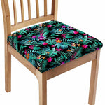 Teal Tropical Leaf Hawaii Pattern Print Chair Cushion Cover