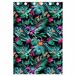 Teal Tropical Leaf Hawaii Pattern Print Curtain