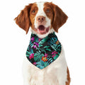 Teal Tropical Leaf Hawaii Pattern Print Dog Bandana