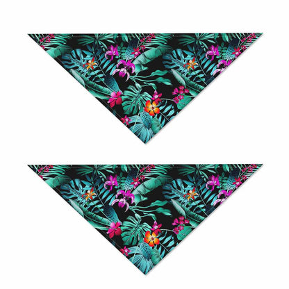 Teal Tropical Leaf Hawaii Pattern Print Dog Bandana