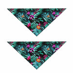 Teal Tropical Leaf Hawaii Pattern Print Dog Bandana