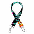 Teal Tropical Leaf Hawaii Pattern Print Dog Seat Belt