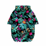 Teal Tropical Leaf Hawaii Pattern Print Dog Zip Up Hoodie