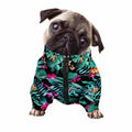 Teal Tropical Leaf Hawaii Pattern Print Dog Zip Up Jacket