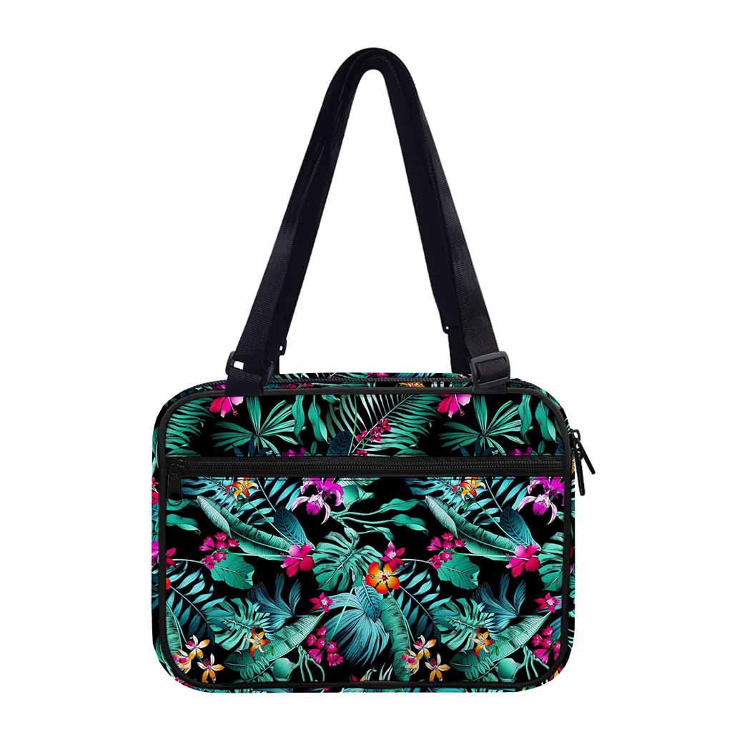 Teal Tropical Leaf Hawaii Pattern Print Double Strap Bible Bag
