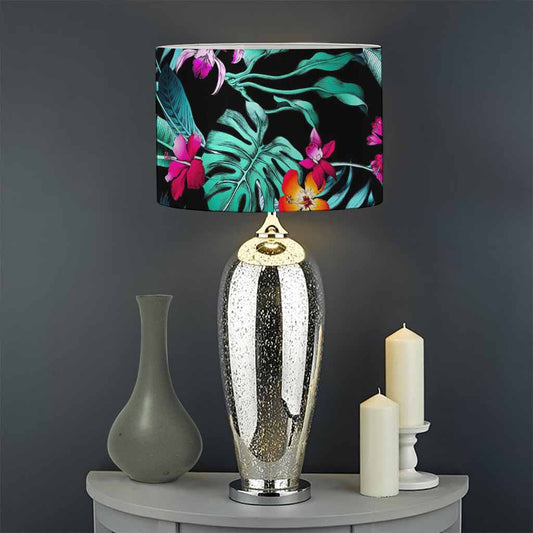Teal Tropical Leaf Hawaii Pattern Print Drum Lamp Shade