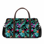 Teal Tropical Leaf Hawaii Pattern Print Duffle Bag