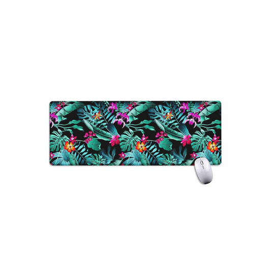 Teal Tropical Leaf Hawaii Pattern Print Extended Mouse Pad