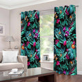 Teal Tropical Leaf Hawaii Pattern Print Extra Wide Grommet Curtains