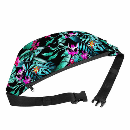 Teal Tropical Leaf Hawaii Pattern Print Fanny Pack