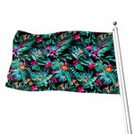 Teal Tropical Leaf Hawaii Pattern Print Flag