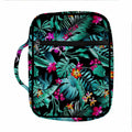 Teal Tropical Leaf Hawaii Pattern Print Front Pocket Bible Bag