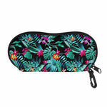 Teal Tropical Leaf Hawaii Pattern Print Glasses Case