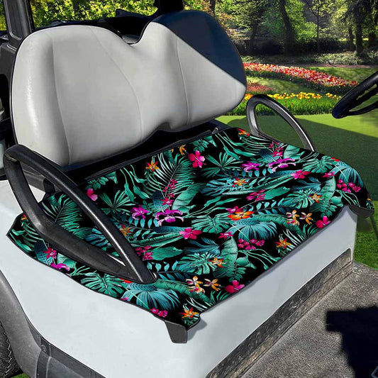 Teal Tropical Leaf Hawaii Pattern Print Golf Cart Seat Cover