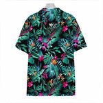 Teal Tropical Leaf Hawaii Pattern Print Hawaiian Shirt