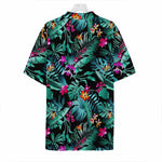 Teal Tropical Leaf Hawaii Pattern Print Hawaiian Shirt