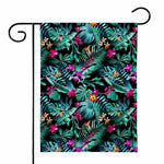 Teal Tropical Leaf Hawaii Pattern Print House Flag