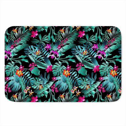 Teal Tropical Leaf Hawaii Pattern Print Indoor Door Mat