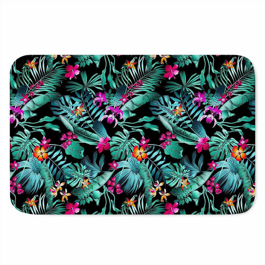 Teal Tropical Leaf Hawaii Pattern Print Indoor Door Mat
