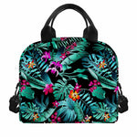Teal Tropical Leaf Hawaii Pattern Print Insulated Lunch Bag