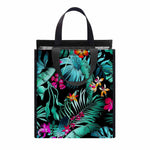 Teal Tropical Leaf Hawaii Pattern Print Insulated Lunch Tote