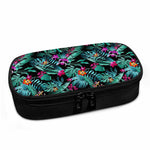 Teal Tropical Leaf Hawaii Pattern Print Insulin Cooler Travel Case