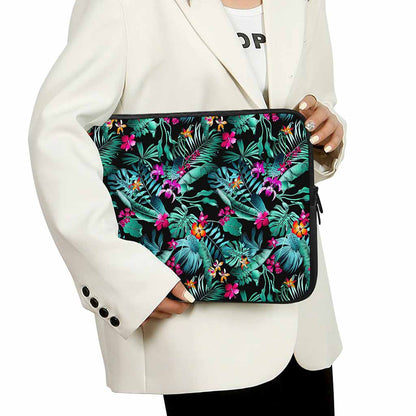 Teal Tropical Leaf Hawaii Pattern Print Laptop Sleeve