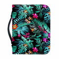 Teal Tropical Leaf Hawaii Pattern Print Leather Bible Cover